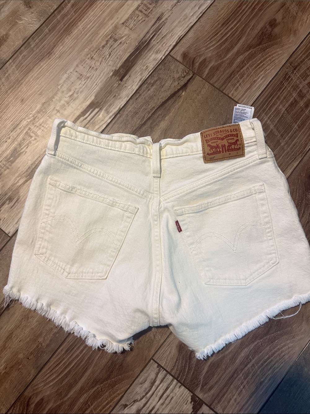 Levi's Ivory/White Denim Cutoff Shorts